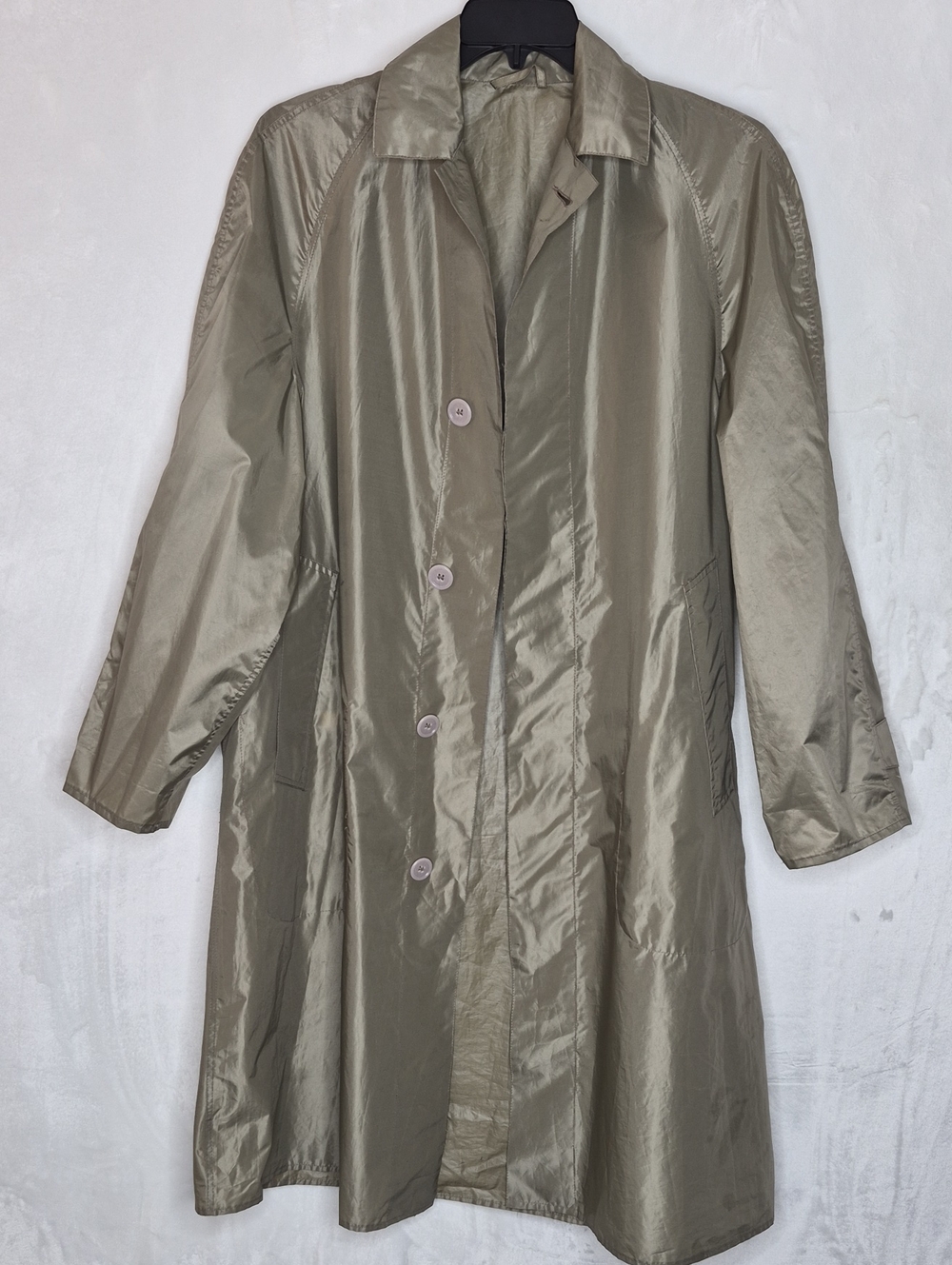 Vintage Alligator Dacron Polyester Trench Coat Olive Large